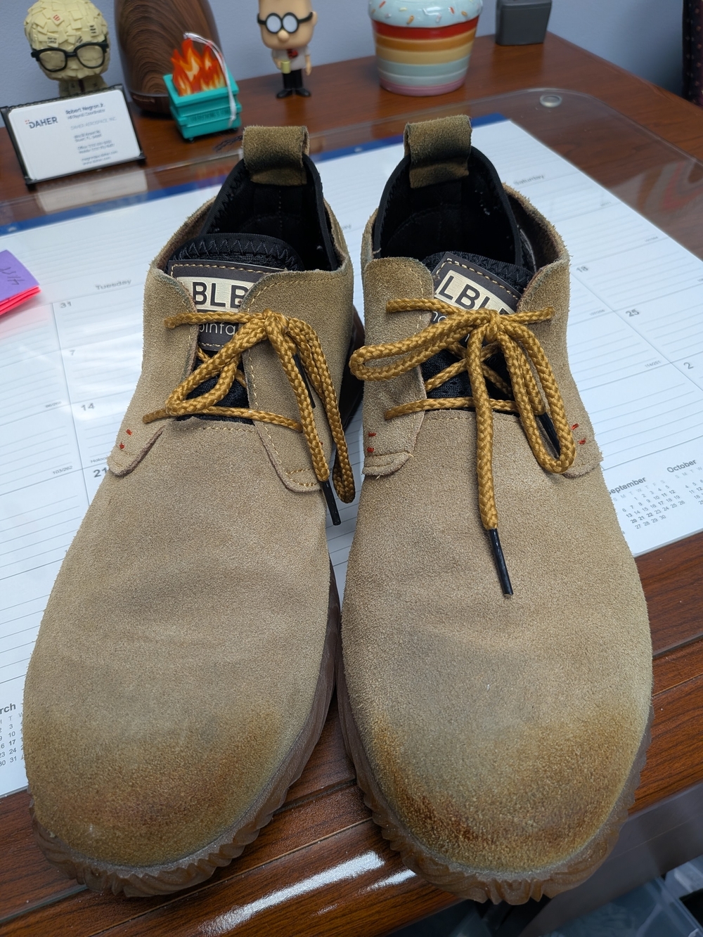 Men's Steel toe Suede safety Lace-Up Shoes in Tan size 10.5